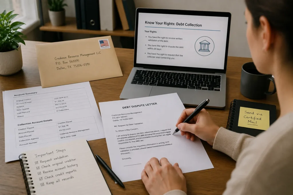 how to dispute a credence resource management debt