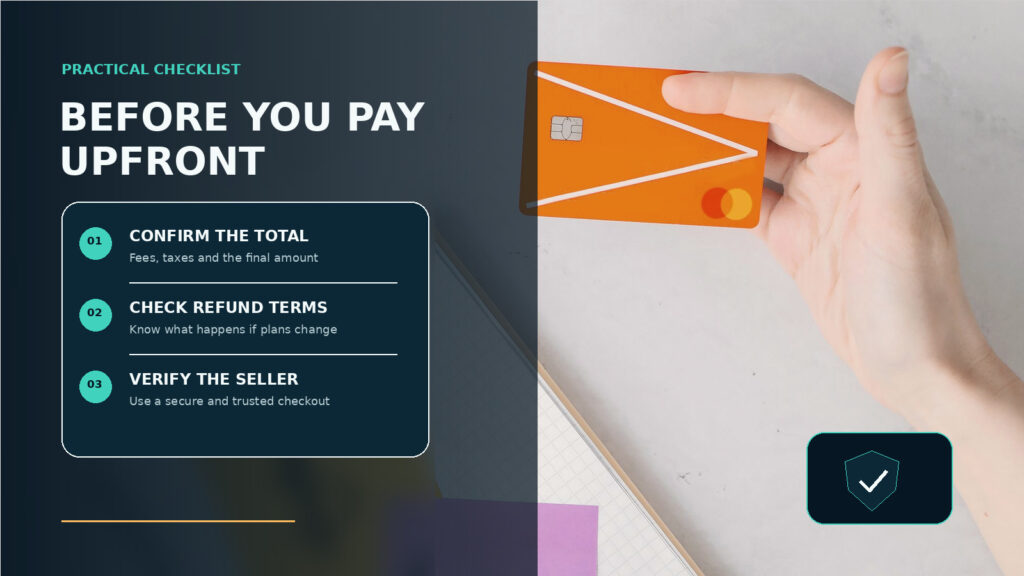 before paying upfront next steps